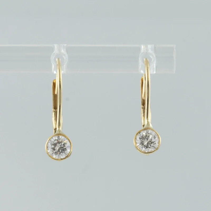 Chic Drop Gemstone Earrings-14k Yellow Gold Diamond Dangle Drop Leverback Earrings 0.48ctw G-H SI1 1.4g