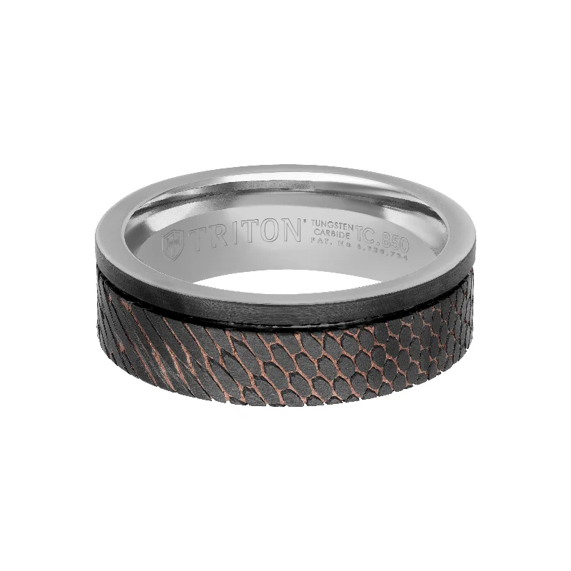 Eternity Diamond Wedding Bands-7MM Tungsten Carbide Ring - Superconductor Asymmetrical Inlay and Edge to Edge