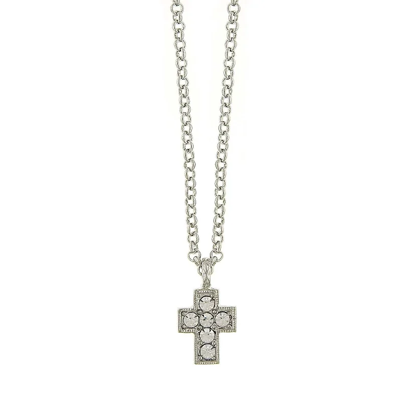 Spiritual Healing Necklaces-1928 Jewelry Crystal Cross Pendant Necklace 16" + 3" Extender