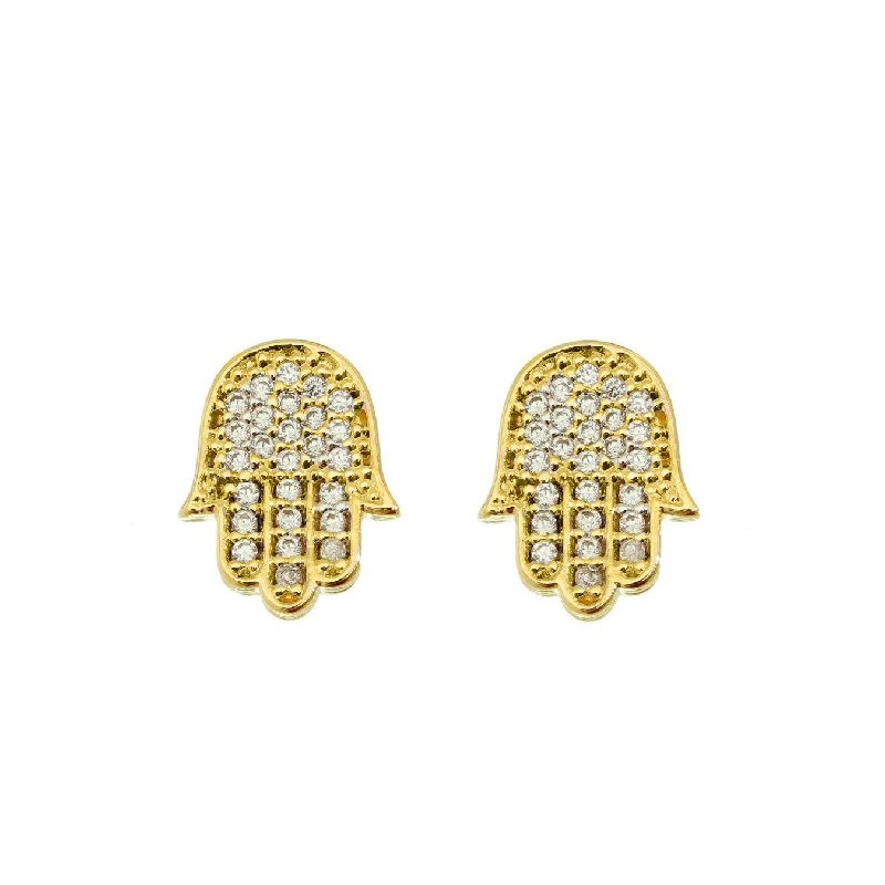 Geometric Gemstone Earrings-Hamsa Studs