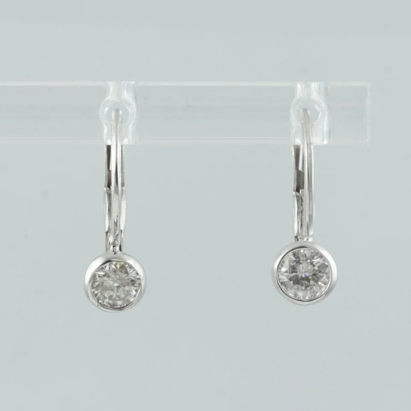 Customizable Gemstone Earrings-14k White Gold Diamond Dangle Drop Leverback Earrings 0.50ctw G-H SI1 1.5g