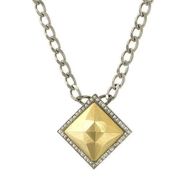 Pendant Chain Necklaces-1928 Jewelry Fusion Lux Square Pendant Necklace 16" + 3" Extender