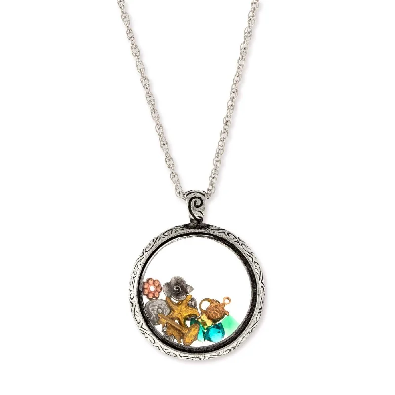 Wedding Necklaces-1928 Jewelry Round Multi Charms Glass Pendant Necklace 30"