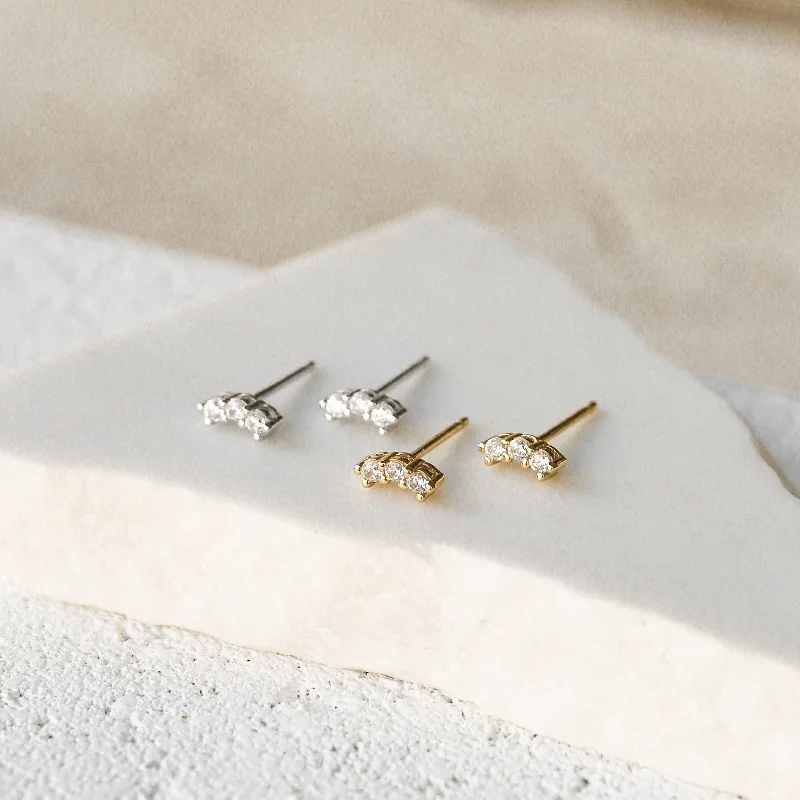 Personalized Silver Earrings-Britt - Gold or Silver Sterling Silver Studs