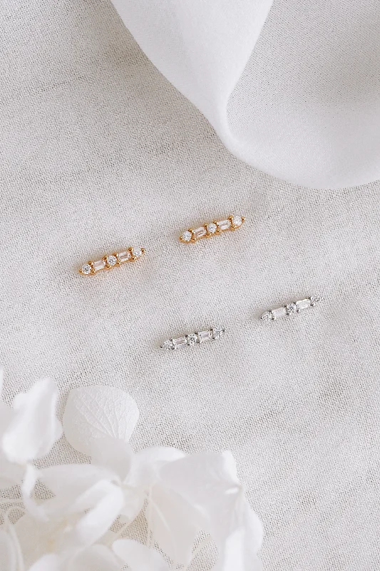 Long Gold Earrings-Nala - Sterling Silver Stud Earrings