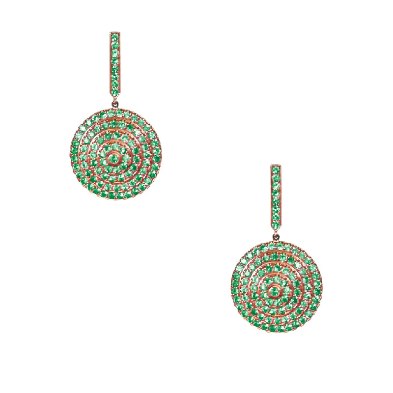 Colorful Pearl Drop Earrings-Soleil Rose Gold Earrings with Emerald