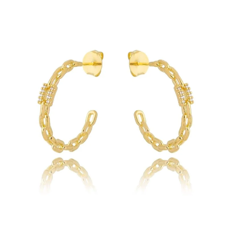 Crystal Hoop Drop Earrings-Chained Hoops