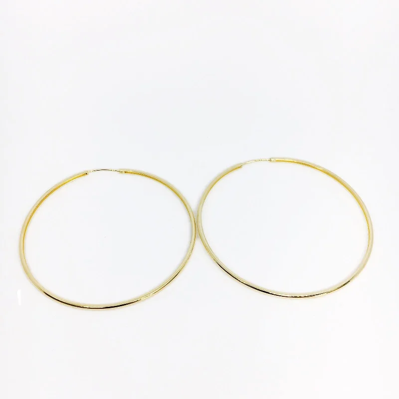 Gold Chain Drop Earrings-50mm Continuous Hoop