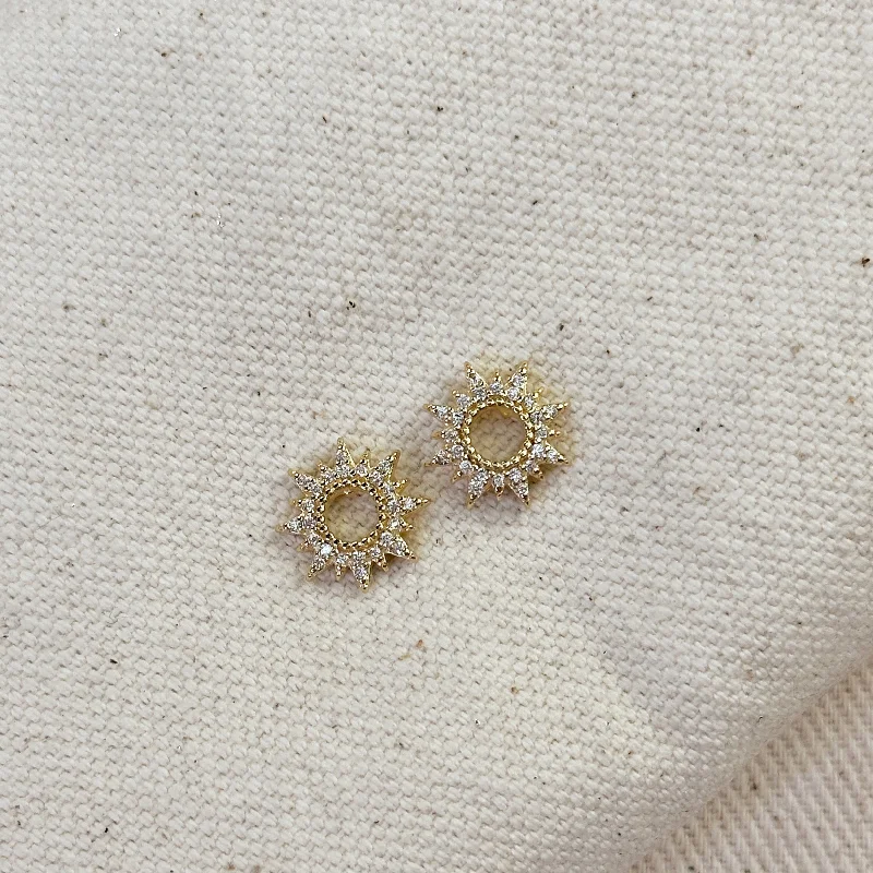 Modern Drop Stud Earrings-Round Spike CZ Stud Earrings