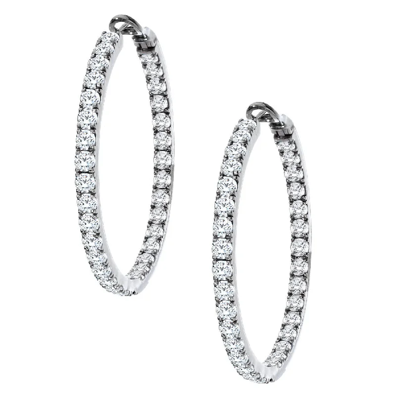 Designer Hoop Drop Earrings-Mary Hoops White Gold 3.5mm