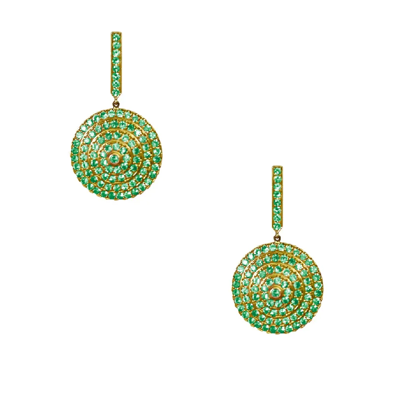 Fancy Stud Earrings-Soleil Yellow Gold Earrings with Emerald