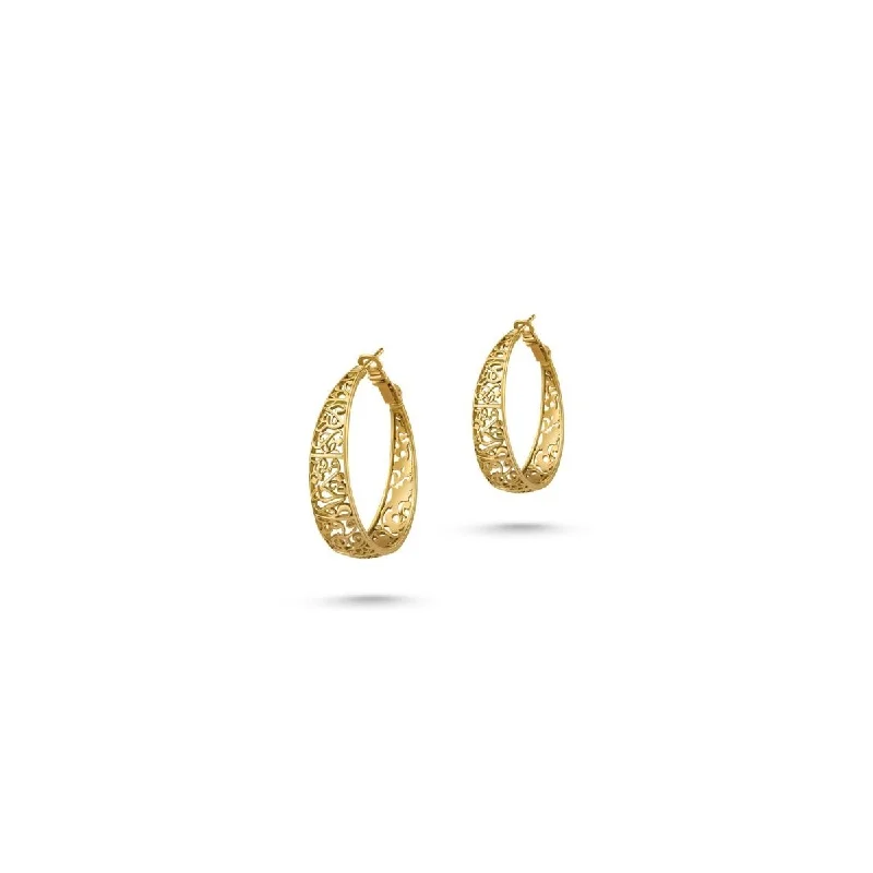 Dainty Gold Earrings-Floral Hoop Earrings