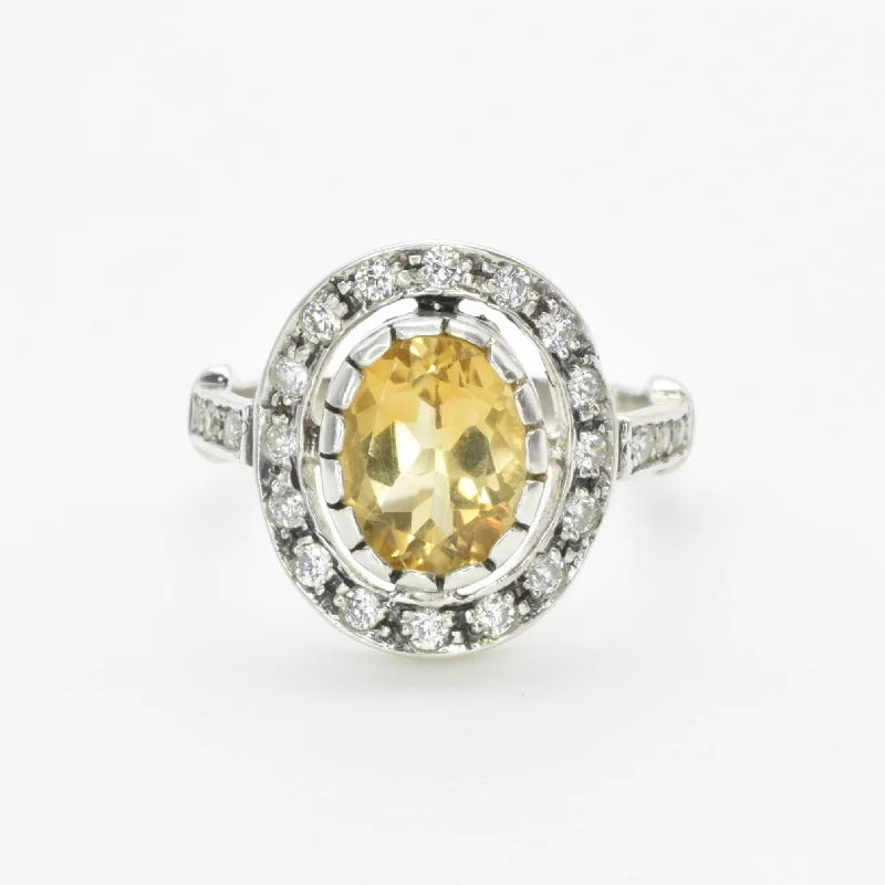 Wedding Ring Stack-Victorian Citrine Ring - Yellow Vintage Ring - November Birthstone Ring