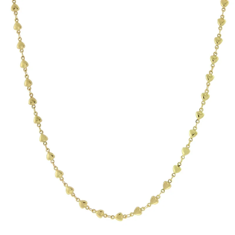 Pearls And Gold Necklaces-1928 Jewelry Gold Station Heart Necklace 16"