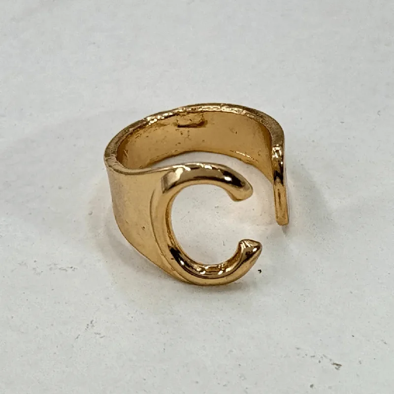 Engagement Rings for Men-TFC Letter- C Gold Plated Adjustable Ring