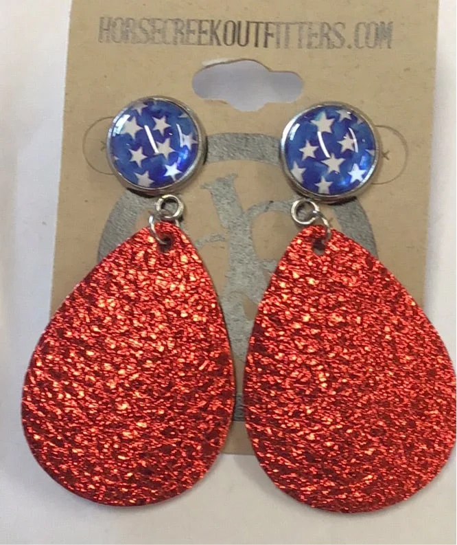 Multicolor Crystal Earrings-Patriotic Earrings