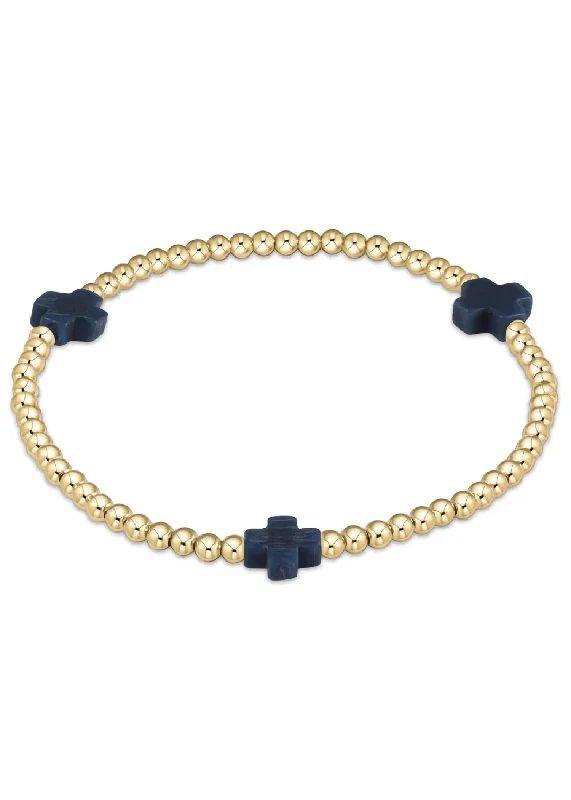 Luxury Men’s Customizable Bracelets-eGIRL SIGNATURE CROSS BRACELET - NAVY