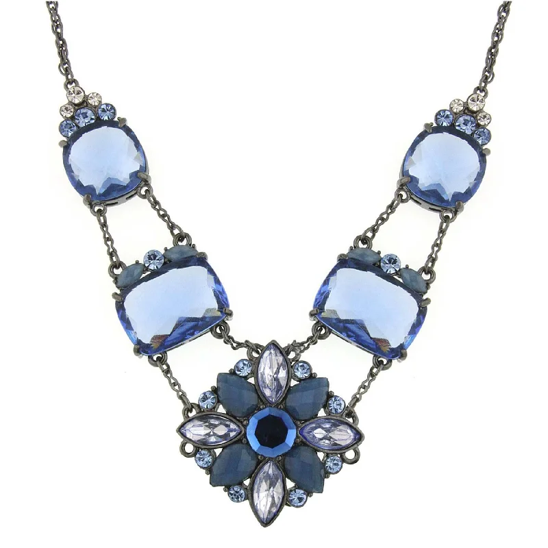 Art Deco Necklaces-1928 Jewelry Blue Crystal Drop Necklace 16"