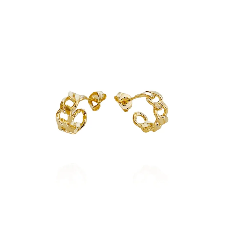 Elegant Gold Drop Earrings-Link-Up Hoops