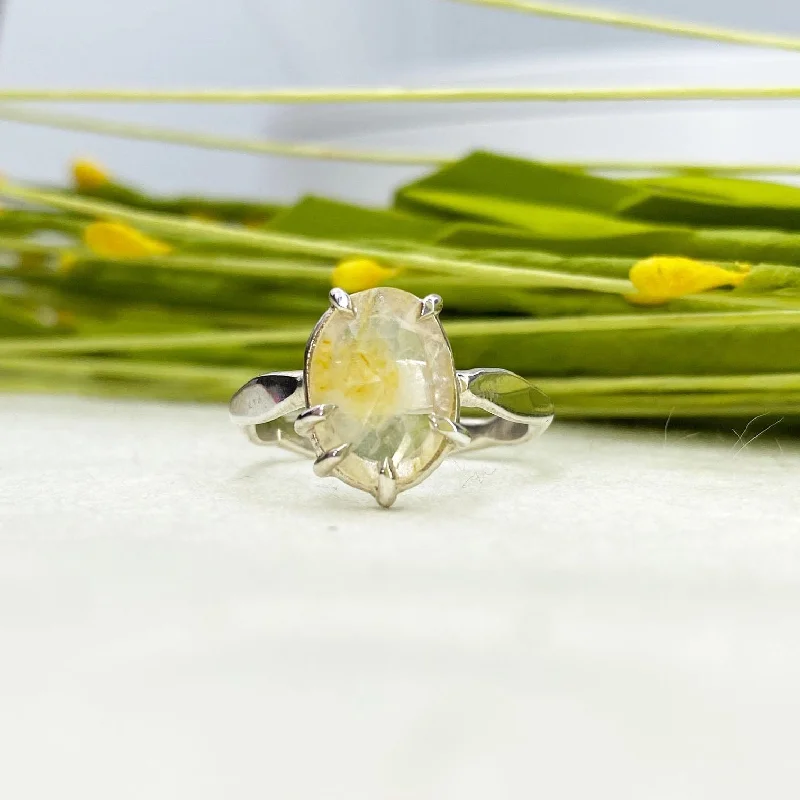 Birthstone Rings for Women-Rose Cut Yellow Sapphire Ring