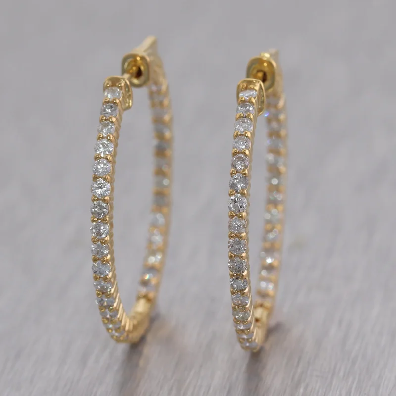 Sparkling Hoop Earrings-14k Yellow Gold 2ctw Diamond In & Out Hoop Earrings