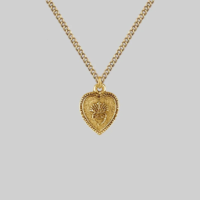 Colorful Necklaces-ARDOUR. Sacred Heart Charm Necklace - Gold