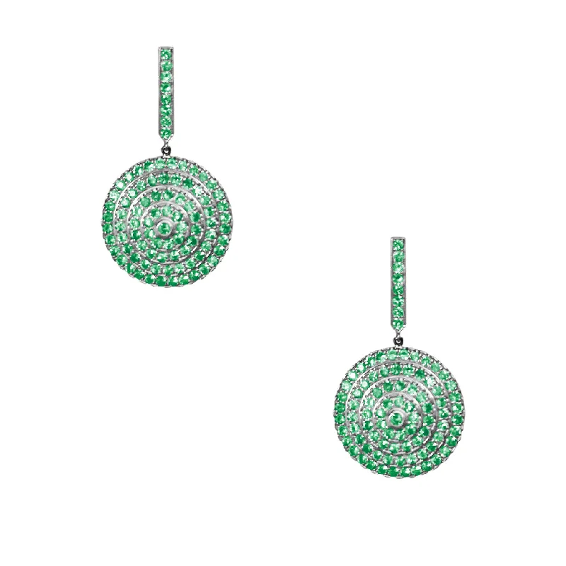 Pearl Stud Earrings-Soleil Silver Earrings with Emerald