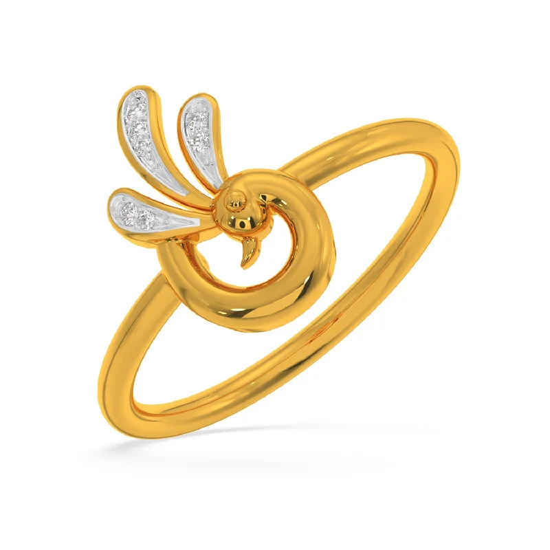 Two-Tone Promise Rings-Dancing Peacock Ring