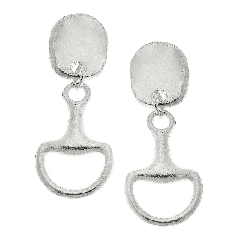 Unique Drop Earrings-Susan Shaw - Silver Horsebit Earrings