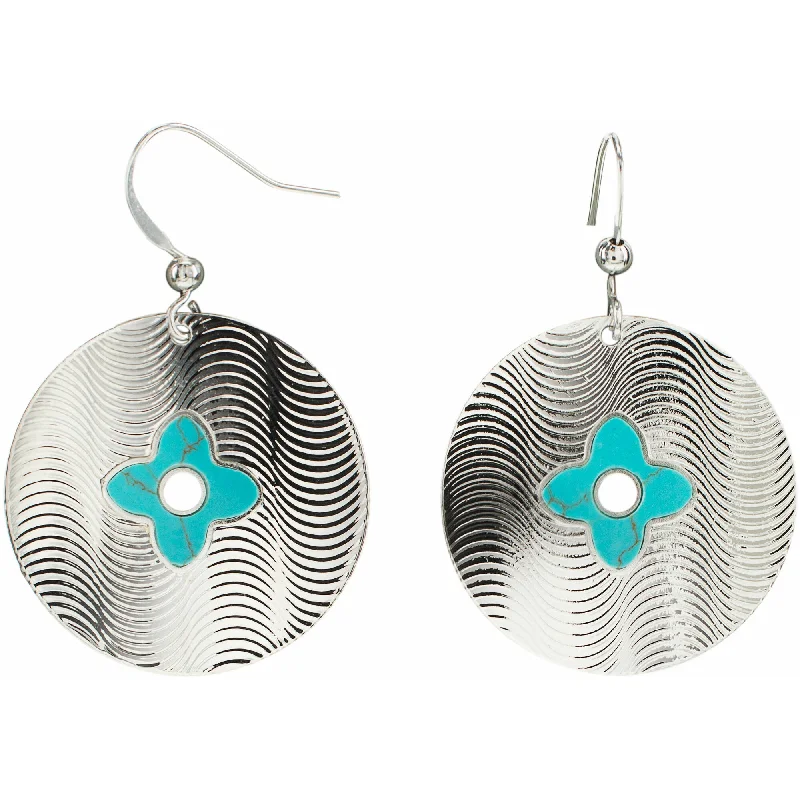 Rose Gold Dangle Earrings-Silver Shield Turquoise Earrings