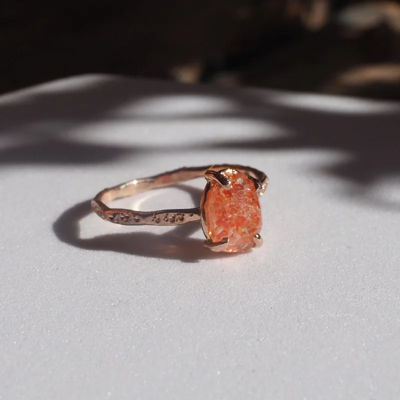 Affordable Engagement Rings-14k Sunstone and Star Dust Ring