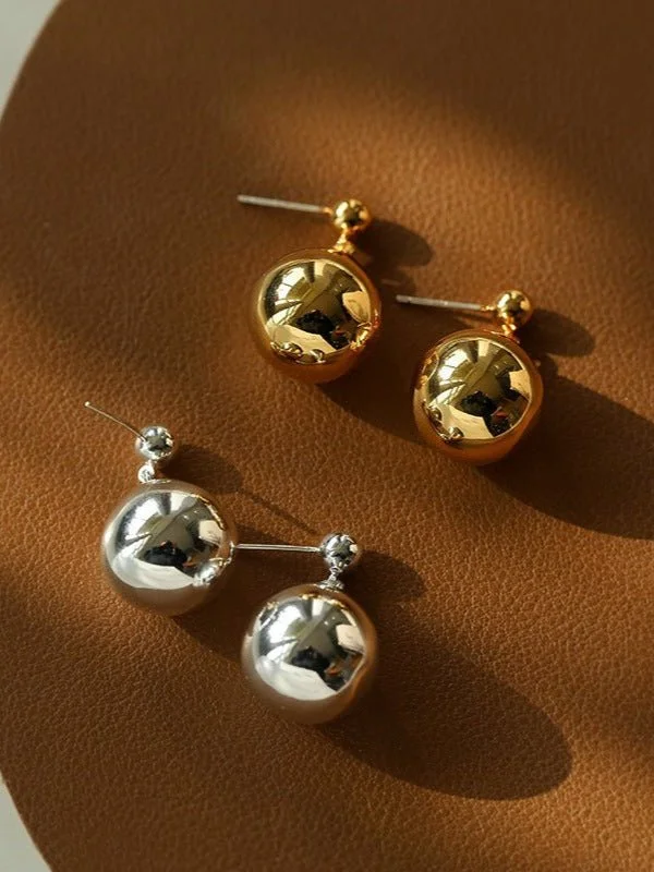 Luxury Gold Earrings-Chic Metal Water Droplet Ball Drop Earrings