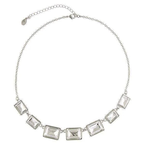 Minimalist Necklaces-2028 Jewelry Crystal Rectangle Station Collar Necklace 16" + 3" Extender