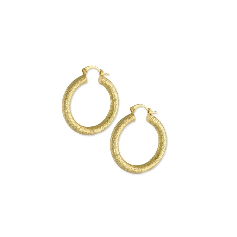 Large Gold Hoop Earrings-Thick Detailed Hoop