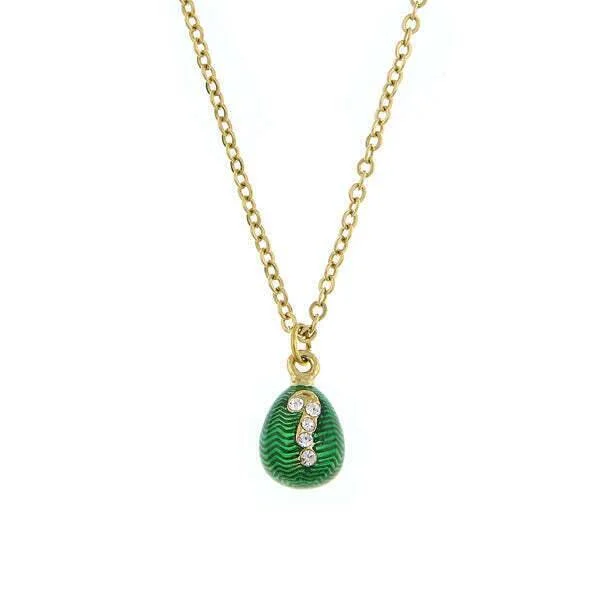 Long Necklaces-1928 Jewelry Cobra Crystal Accent Green Egg Pendant Necklace 18"