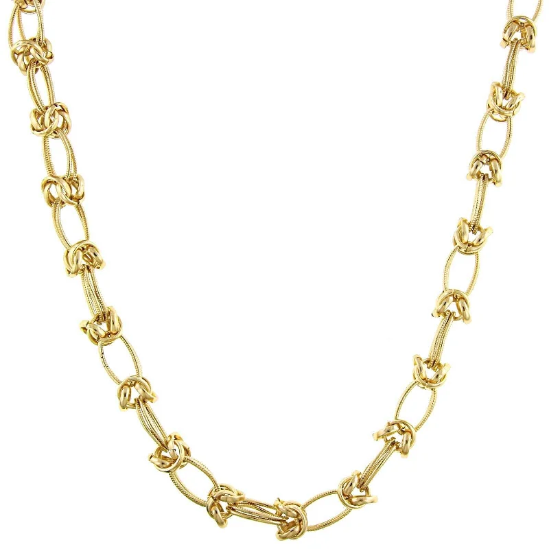 Handcrafted Necklaces-1928 Jewelry Gold Fancy Link Necklace 16" + 3" Extender