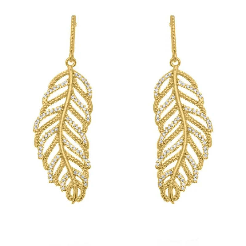 Light Crystal Drop Earrings-Dazzled Leaf Earrings