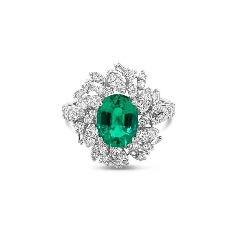 Luxury Promise Rings-Emerald & Diamonds "Riana" Ring