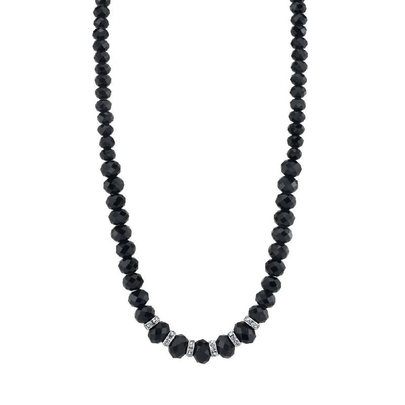 Statement Chain Necklaces-2028 Jewelry Graduated Jet Black Glass Crystal Accent Necklace 16" + 3" Extender