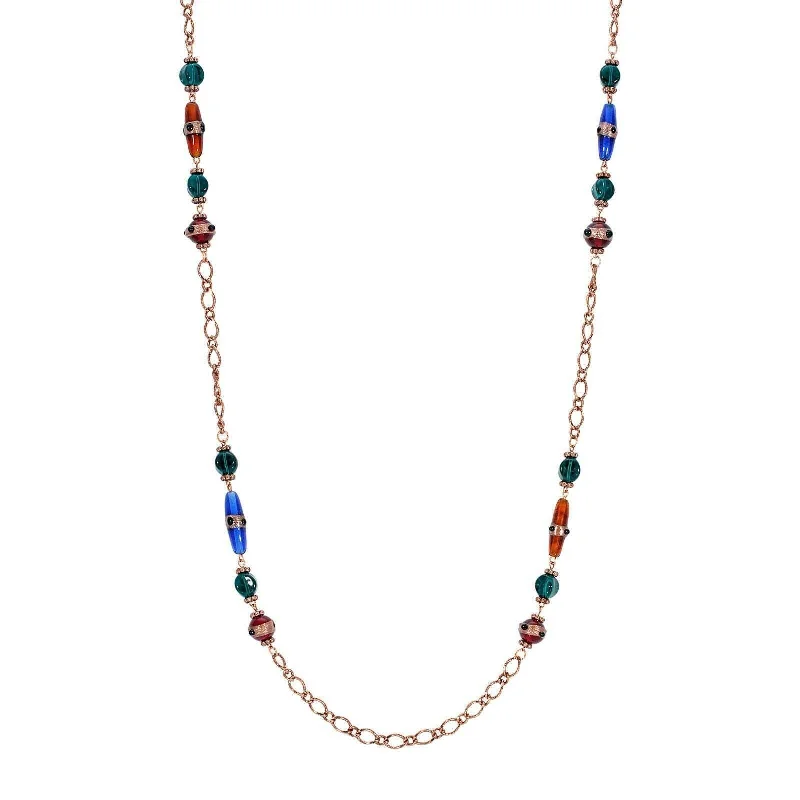 Pendant Necklaces-1928 Jewelry Bohemian Multi Color Strandage Necklace 36"