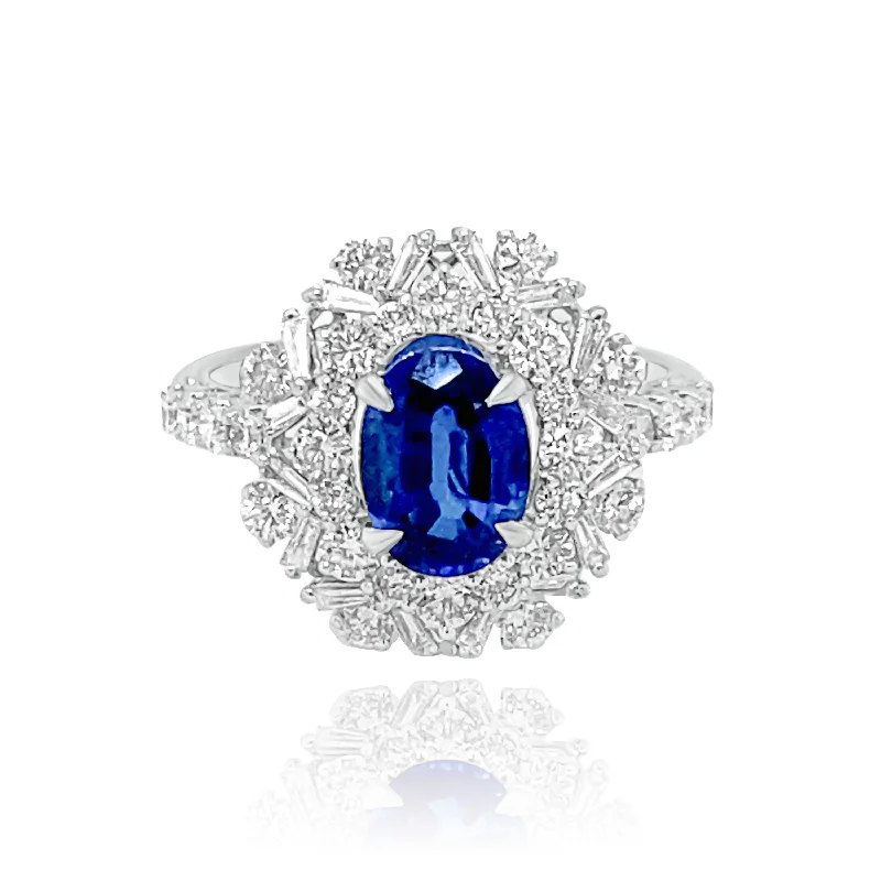 Art Deco Rings-DIAMONDS & SAPPHIRE "ELEANOR" RING.