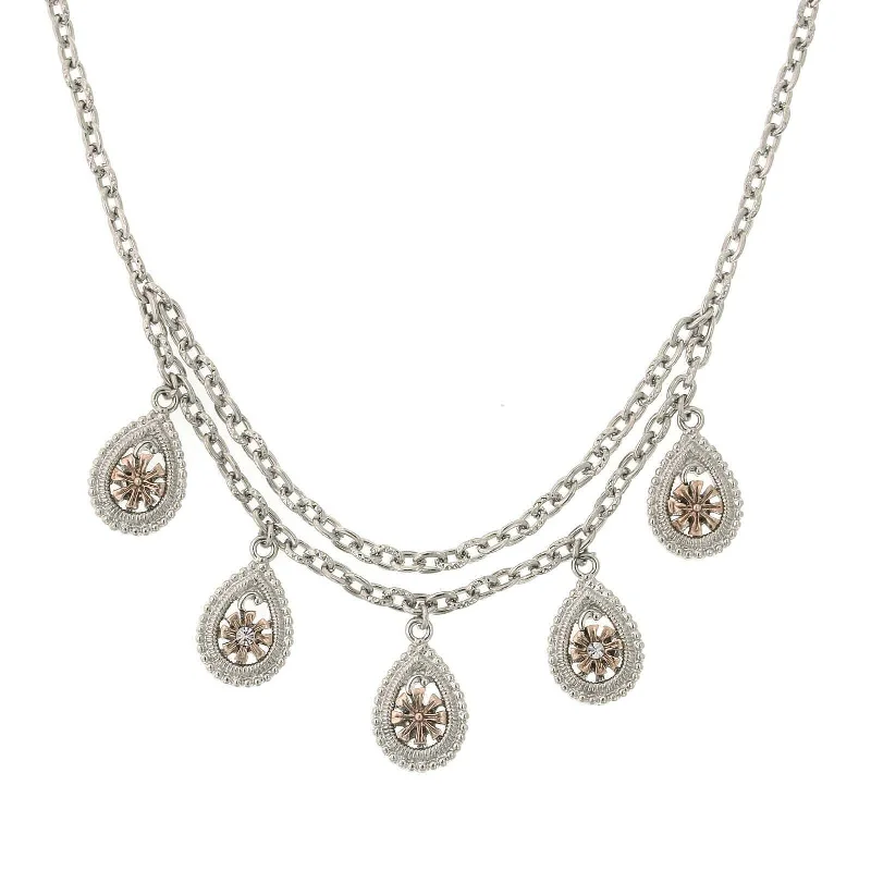 Pearls And Gold Necklaces-1928 Jewelry Multi Teardrop Necklace 16" + 3" Extender