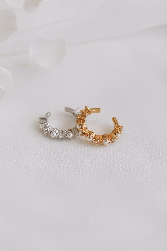 Minimalist Gold Earrings-Bethany - Sterling Silver Ear Cuff