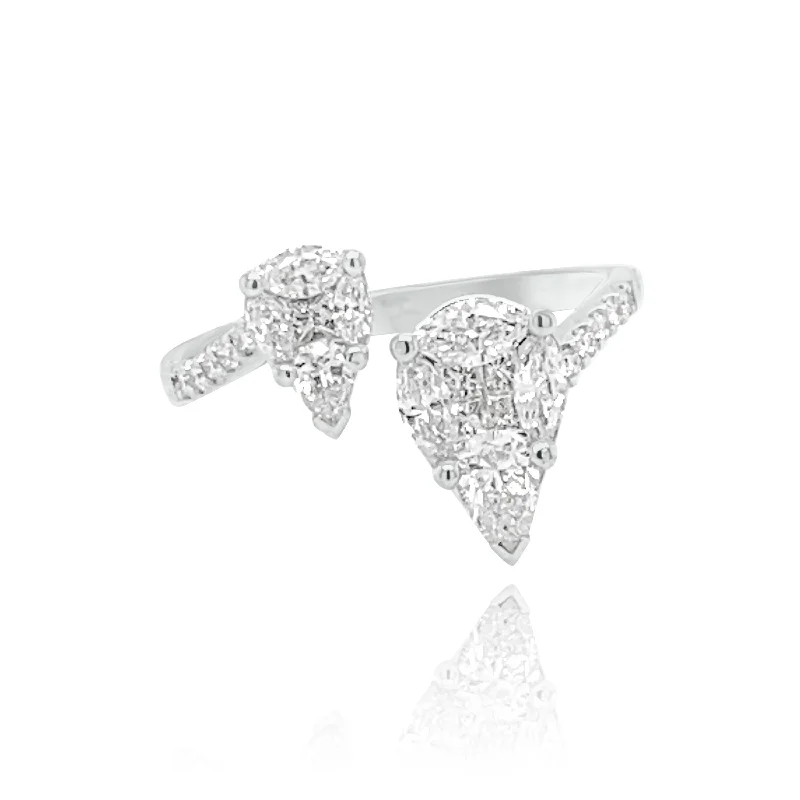 Heart-Shaped Engagement Rings-PEAR SHAPE STYLE IN VISIBLE SET DIAMONDS "DOUBLE PEAR" RING.