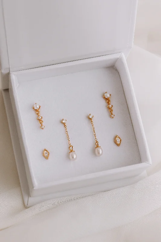 Delicate Silver Earrings-Pippa Bundle - Gold or Silver Sterling Silver Earring Stack