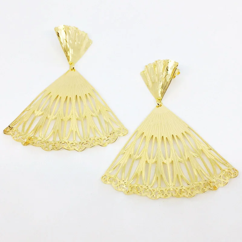 Luxury Drop Hoop Earrings-Waved Indu Fan Earrings