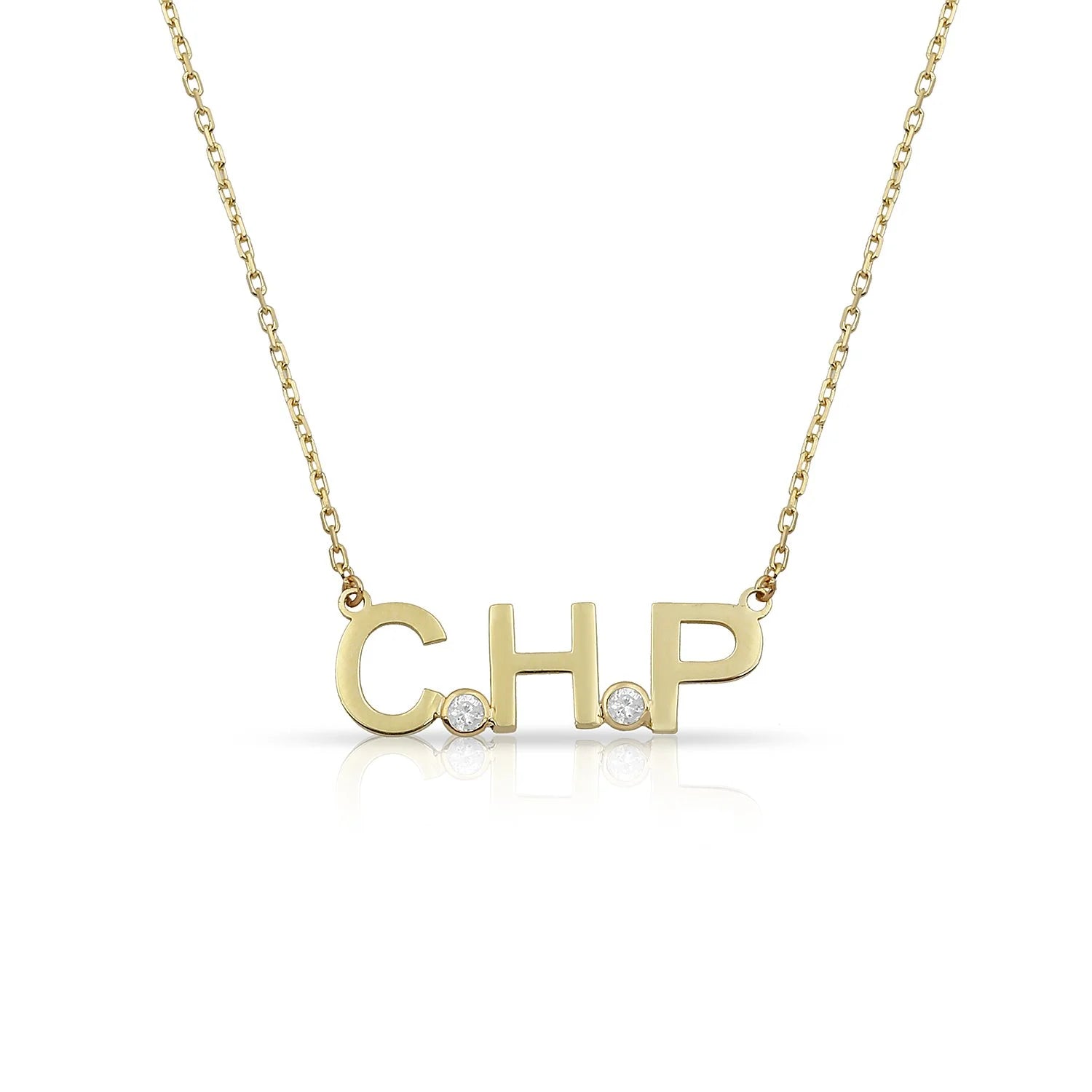 Personalized Pendant Necklaces-Diamond 14K Initials Necklace