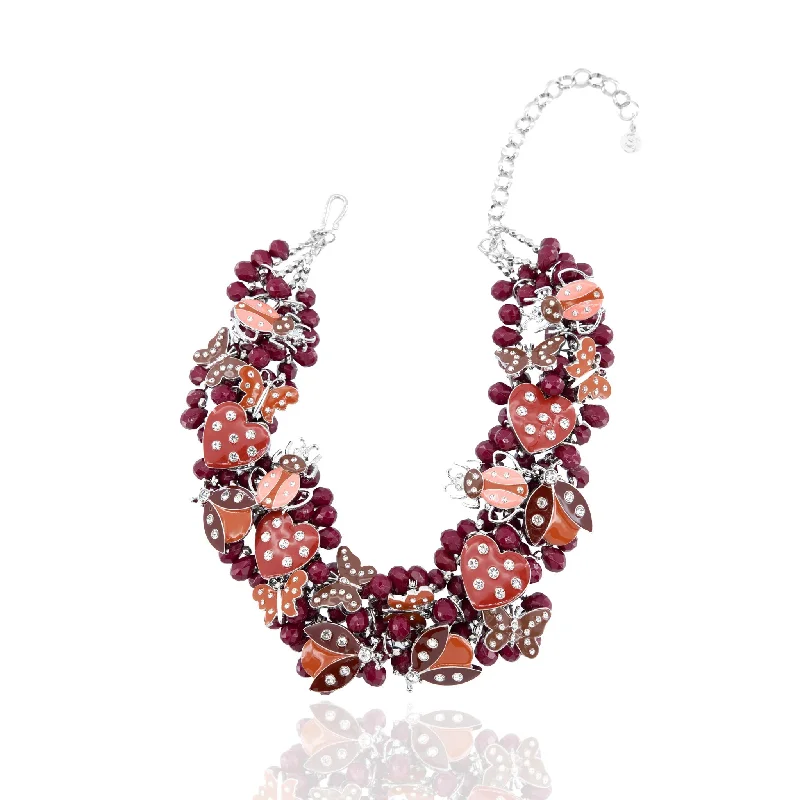 Artistic Necklaces-Lovebug Bib - Burgundy