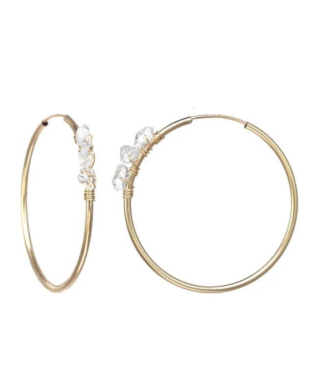 Rose Gold Earrings-Selena Herkimer Hoop Earrings