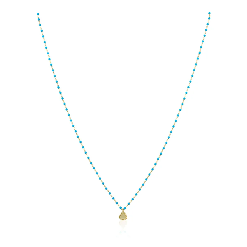 Simple Gold Necklaces-Elsa Mini Heart Necklace Turquoise